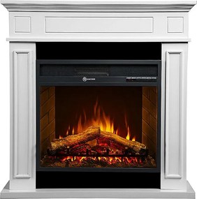 Kominek elektryczny JEFFERSON stojący z białego drewna dł. 89,5 x wys. 90,5 x gł. 28