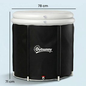 Outsunny Wanna do zimnych kąpieli Ø78 cm składana nadmuchiwana przenośna wanna 280L z 3 warstwami izolacyjnymi, czarna | Aosom PL