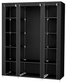 Szafa tekstylna z półkami i drążkiem na ubrania MATIS 150x175 cm czarna