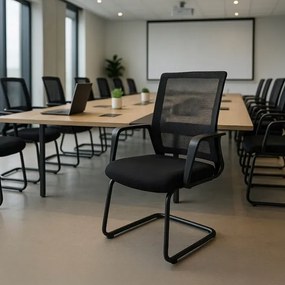 Krzesło Konferencyjne Biurowe TAMMY Na Płozach Czarne Nowoczesne