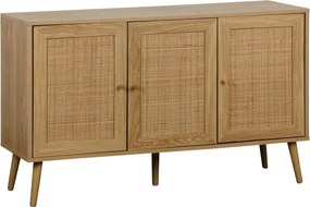 Komoda Ballo z szafkami i plecionką rattanową
