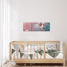 Obraz - Motyl wśród kwiatów (z zegarem) (90x30 cm)