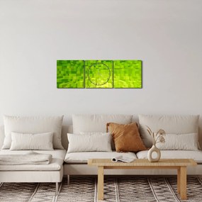 Obraz żółto-zielonych kostek (z zegarem) (90x30 cm)