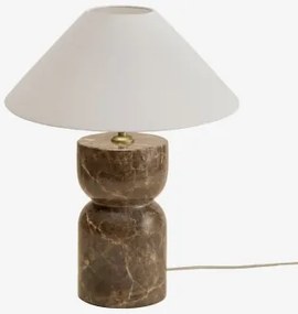 Lampa Stołowa Z Naturalnego Kamienia Diniz Brązowy Marmur Emperador & Biały Matowy Ø35 Cm - ↑15 Cm Graciela - Sklum