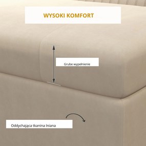 HOMCOM Ławka do sypialni z przestrzenią na przechowywanie Tapicerowana aksamitem Stalowa konstrukcja Beżowa elegancja | Aosom PL