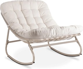 Bujany fotel na taras Aurora z pikowaną poduchą, beżowy, podstawa kaszmir