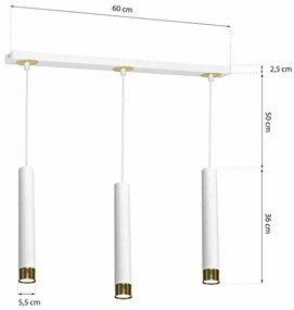 Lampa wisząca, potrójna, biała, złota, nad wyspę, stół DANI WHITE/GOLD 3xGU10