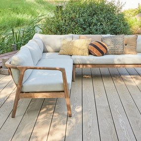 Brązowa tapicerowana sofa ogrodowa (w kształcie litery L) Biam – WOOOD