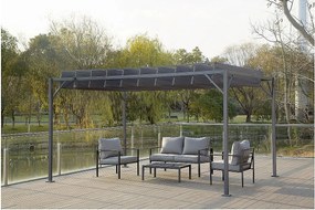 Pergola bioclimatique en tissu "Lodge" 3 x 4 m - antracytowa