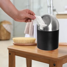 Czarny kosz na śmieci ze stali nierdzewnej 1,2 l BLACK – Orion
