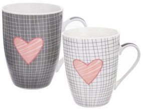 Orion 2-częściowy komplet kubków porcelanowych PINK HEART, 350 ml.