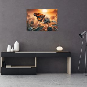 Obraz – Motyl w zachodzącym słońcu (70x50 cm)