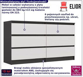 Stylowa komoda z szufladami antracyt + biały S3-R43