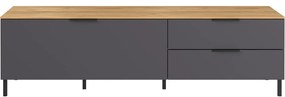 Szara szafka pod TV w dekorze dębu 164x47 cm California – Germania