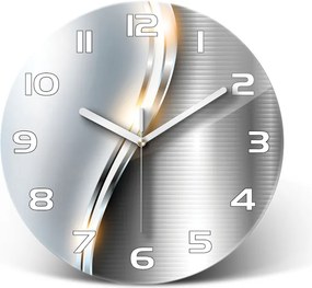 Zegar szklany okrągły Metalowa abstrakcja