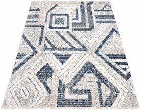 Prostokątny beżowy dywan w geometryczny wzór S3-H62