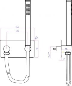 Przyłącze ścienne CZT050B z uchwytem na słuchawkę prysznicową