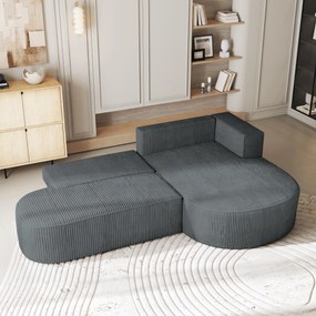 Masseno Narożnik CORTIO z funkcją spania i pojemnikiem na pościel Narozniki L, Rozkładana sofa - Szary, POSO 60