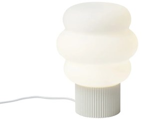 Lampa stołowa Japandi beżowa z opalowym szkłem 18 cm - Kumo