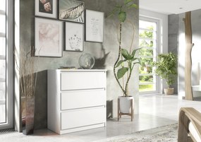 Komoda NUDO - Biały / Front Biały / Mat / 70 cm / 3 szuflady