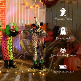 Outsunny Układane w stos animatroniczne klauny Halloween z czerwonymi świecącymi oczami do rekwizytów na imprezy wewnątrz | Aosom PL