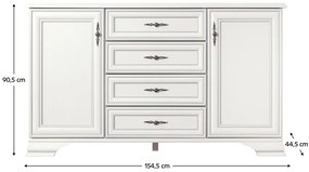 Komoda KENTAKT KOM2D4S, biel alpejska
