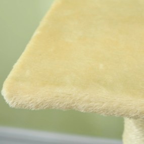 PawHut Drapak dla Kotów 72 cm Wieża z Pluszową Kulą, Słupami z Sizalu, Platformą, Deską do Drapania Kremowy