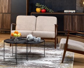 MILANO 2S sofa 2-osobowa beżowy drewno tkanina vintage tradycyjny