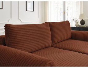 Ceglasta sztruksowa rozkładana sofa 257 cm Lucien – Bobochic Paris