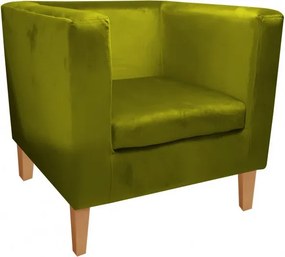 Fotel Monaco tkanina Welur : Kolor nogi - Drewno, Kolor tkaniny - VELVET - BL75, Wysokość nogi - 15 cm
