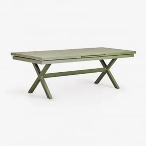 Stół Jadalny Aluminiowy Prostokątny Rozkładany Karena 180-240x90 Cm Intensywny Verde Olive & 180 - 240 X 90 Cm - Sklum