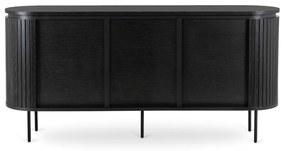 Komoda do Salonu BECK 160 cm Czarna Trzydrzwiowa Ryflowana Nowoczesna