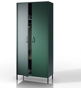 Szafa na ubrania metalowa loftowa na nóżkach butelkowa zieleń, 800 x 1850 x 450 mm: FLAVIO Modern