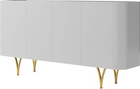 Nowoczesna szara komoda Dancan MONZA ze złotymi nóżkami / szer. 160 cm