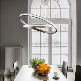 Żyrandol LED Iole S2 40W z funkcją ściemniania - nowoczesna lampa wisząca z podwójnym pierścieniem z tytanu, ciepłe światło 3000K, 2000 lm, elegancki design