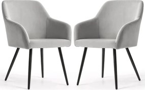 Zestaw 2 szarych krzeseł tapicerowanych welurem A5-D20