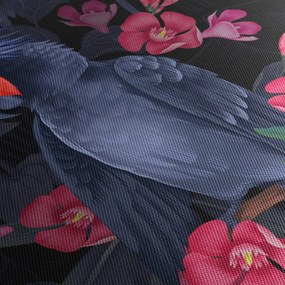 Obraz - Papuga wśród kwiatów (170x50 cm)