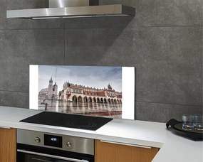 Panel szklany do Kuchni Deszczowy Kraków: Sukiennice i Kościół