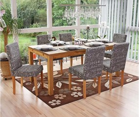 Krzesło do jadalni Littau (zestaw 6 sztuk),  tkanina z napisem, szary, jasne nogi