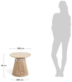 Stolik z drewna tekowego Kave Home Irune, ø 50 cm