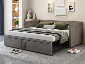 Łóżko dziecięce wysuwane 90/180 x 200 cm - aksamit - styl nowoczesny - szare