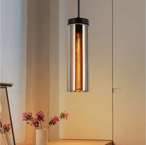 Retro matowa czarna szklana lampa wisząca do jadalni 1 płomień E27