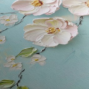 Obraz - Kwiatki na niebieskim tle (125x70 cm)