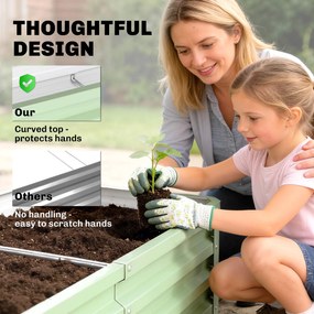 Outsunny Wysokie Grządki Pflanzkasten, odporny na pogodę, otwarte dno, stal ocynkowana, 120 cm x 60 cm x 30,5 cm, Zielony