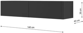 Czarna ścienna szafka rtv 140 cm - Falmi