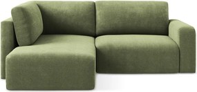 Zielony rozkładany narożnik ze schowkiem z tkaniny szenilowej (lewostronny/w kształcie litery L) Kona – Makamii