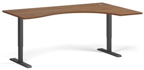 Ergonomiczne biurko z regulacją wysokości, 180x120 cm, 2 silniki, L/P, czarna podstawa, orzech