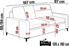 Kanapa TINO 120 z funkcja spania System Włoski i pojemnikiem ONTARIO 16 WERSAL