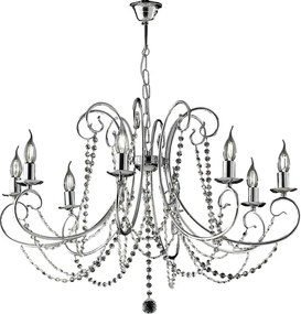 Żyrandol Magda z chromowanego żelaza, 8 świateł, 118, Ø74, BL146-8-CR