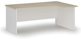 Narożne biurko PRIMO WHITE, 180x120 cm, prawe, biały/dąb naturalny